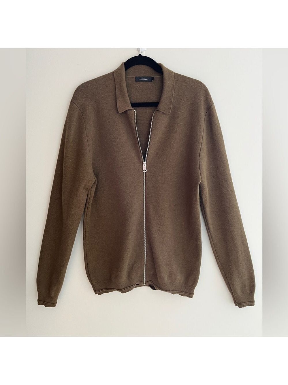 MATINIQUE Knit Zip Front Cardigan Collared Sleeve Detail Preppy Basic Casual